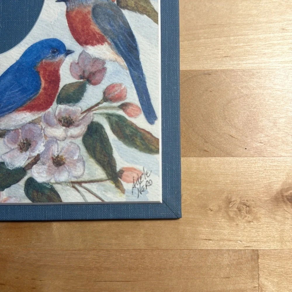 Adele Nero Matted Frame Bluebirds & Blossoms Holds 2 pictures Made in USA